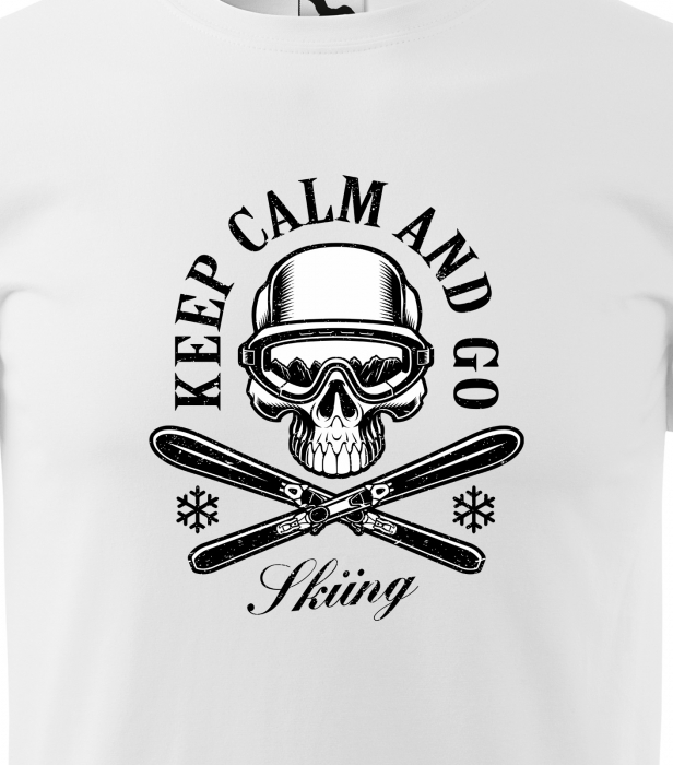 Tricou pentru schiori, cadoul perfect, Keep Calm and go Skiing Skull [2]