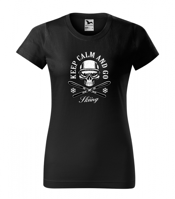 Tricou pentru schiori, cadoul perfect, Keep Calm and go Skiing Skull [1]