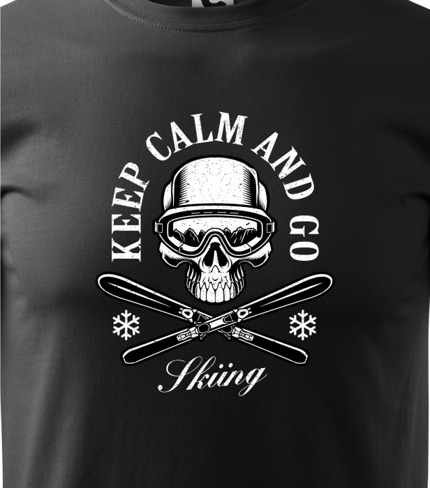 Tricou pentru schiori, cadoul perfect, Keep Calm and go Skiing Skull [2]