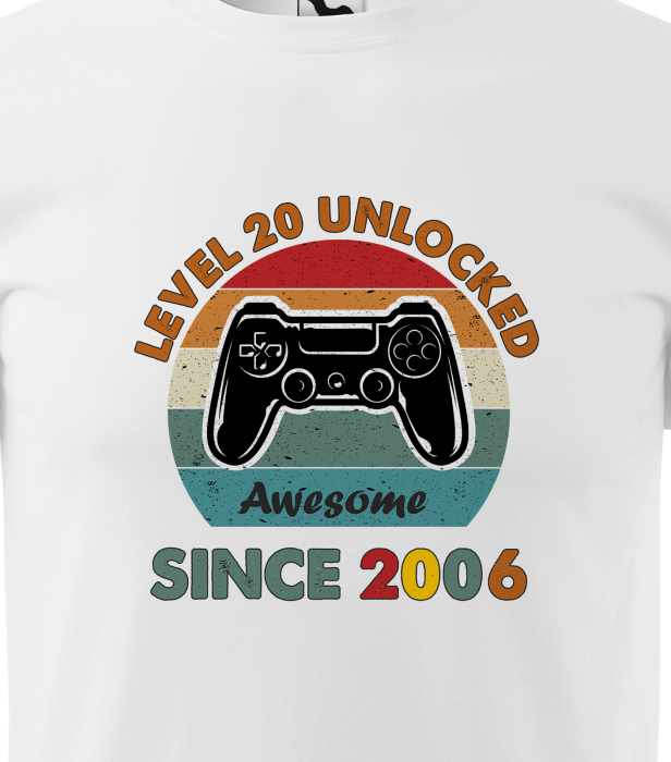 Tricou personalizat 20 ani, AWESOME level unlocked [2]