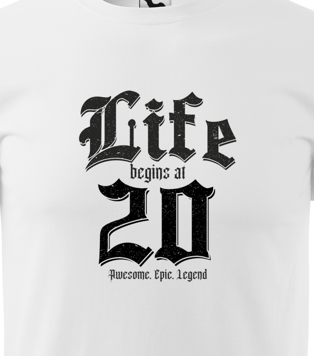 Tricou personalizat 20 ani, Life Begins At [2]