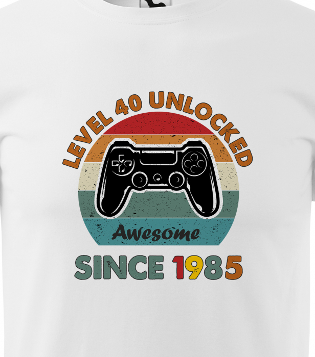 Tricou personalizat 40 ani, AWESOME level unlocked [2]