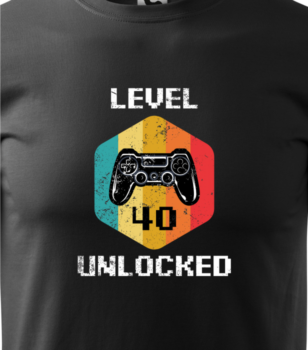 Tricou personalizat 40 ani, New LEVEL unlocked [2]
