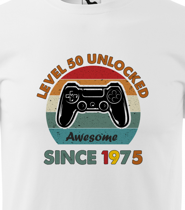 Tricou personalizat 50 ani, AWESOME level unlocked [2]