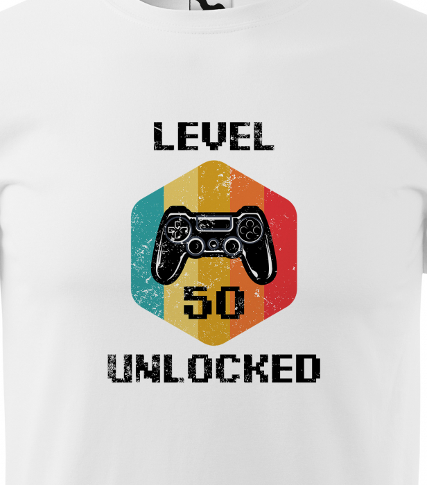 Tricou personalizat 50 ani, New LEVEL unlocked [2]