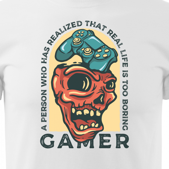Tricou personalizat pentru cei pasionati de gaming, cadoul perfect, Gamer - Real Life is to Boring [2]