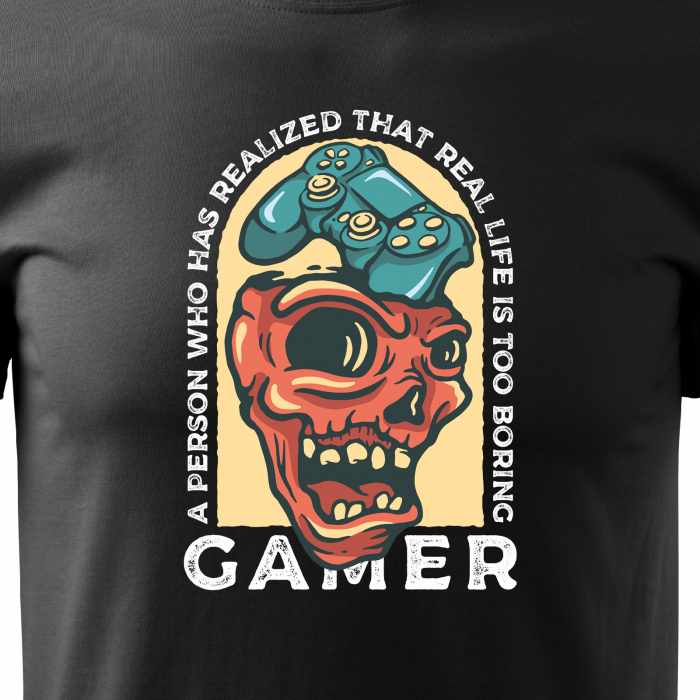 Tricou personalizat pentru cei pasionati de gaming, cadoul perfect, Gamer - Real Life is to Boring [2]