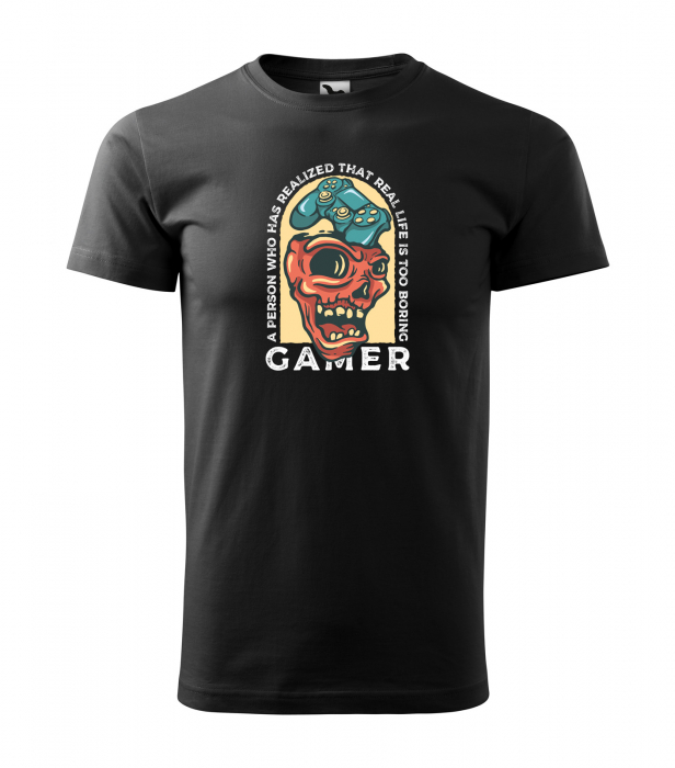 Tricou personalizat pentru cei pasionati de gaming, cadoul perfect, Gamer - Real Life is to Boring [1]