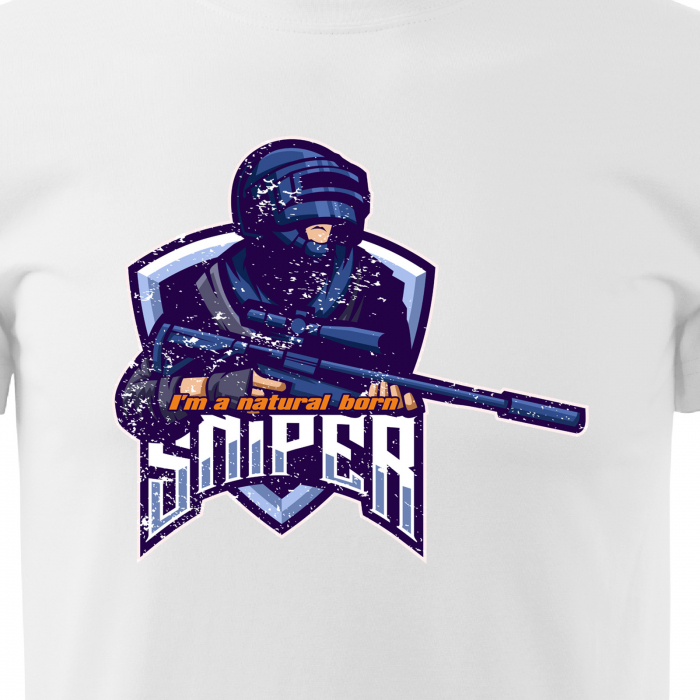 Tricou personalizat pentru cei pasionati de gaming, cadoul perfect, Natural Born Sniper [2]