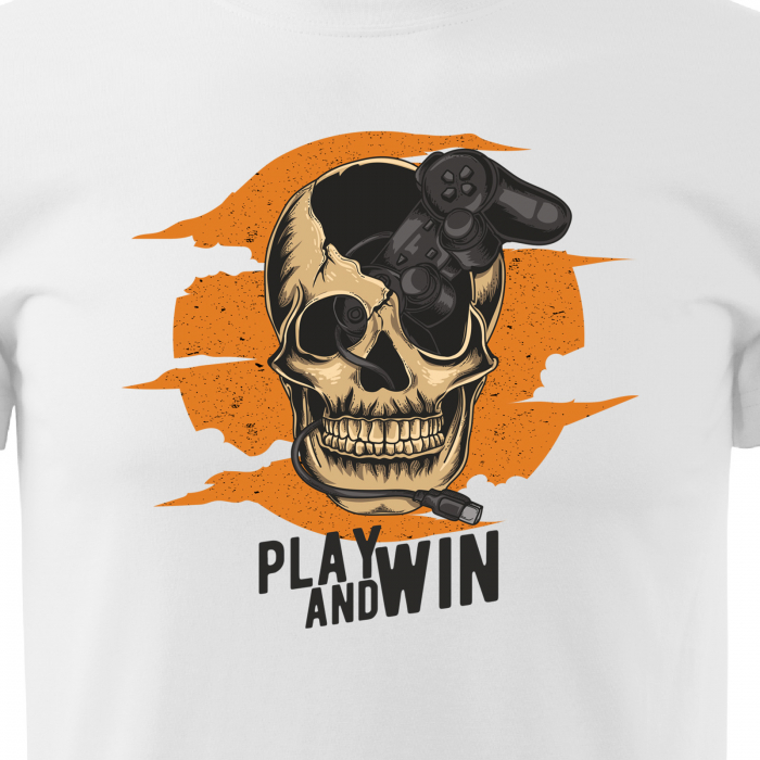 Tricou personalizat pentru cei pasionati de gaming, cadoul perfect, Play and Win Skull [2]