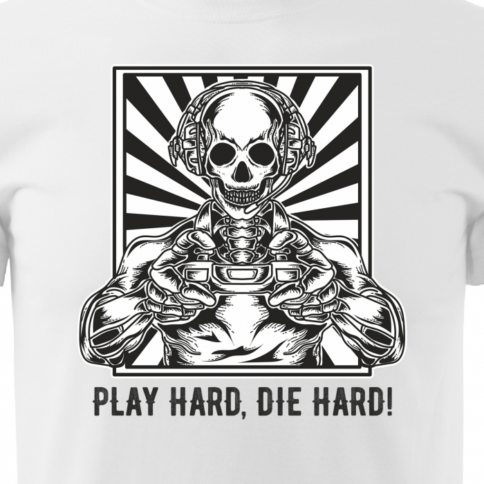 Tricou personalizat pentru cei pasionati de gaming, cadoul perfect, Play Hard - Die Harder [2]