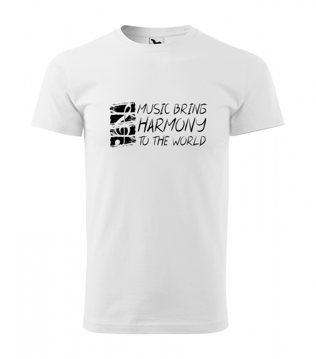 Tricou personalizat pentru cei pasionati de muzica, cadoul perfect, Music Brings Harmony To The World [1]