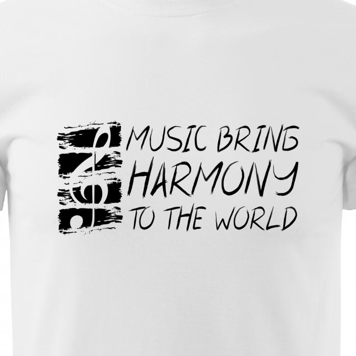 Tricou personalizat pentru cei pasionati de muzica, cadoul perfect, Music Brings Harmony To The World [2]