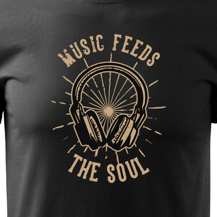 Tricou personalizat pentru cei pasionati de muzica, cadoul perfect, Music Feeds The Soul [2]