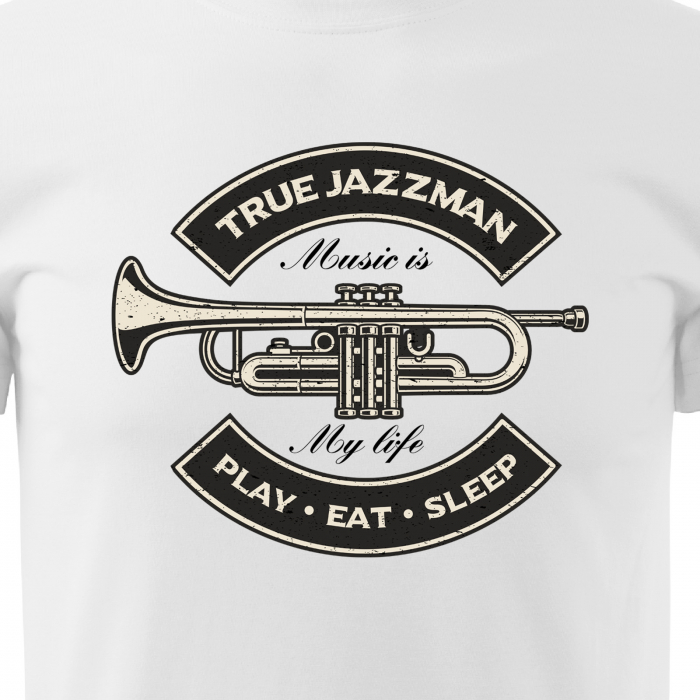 Tricou personalizat pentru cei pasionati de muzica, cadoul perfect, True Jazz Man - Play, Eat, Sleep [2]