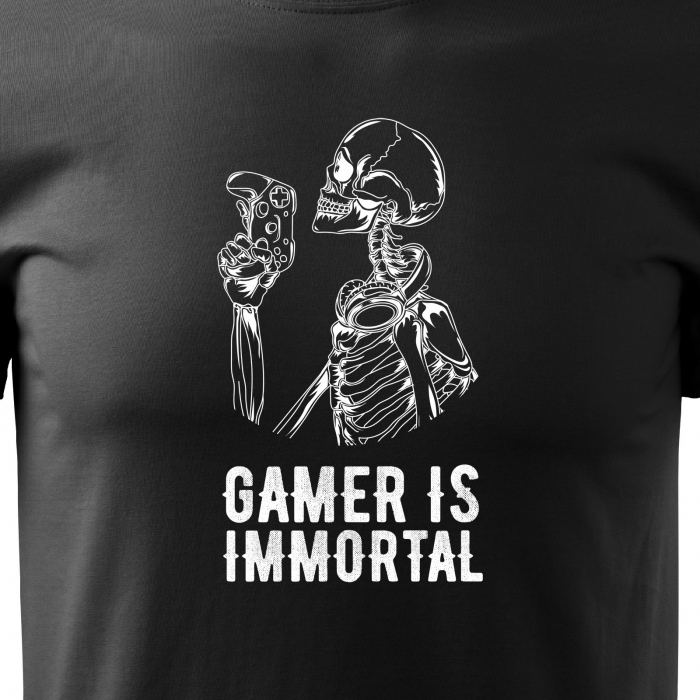 Tricou personalizat pentru gameri, cadoul perfect, Gamer is Immortal Skeletron [2]