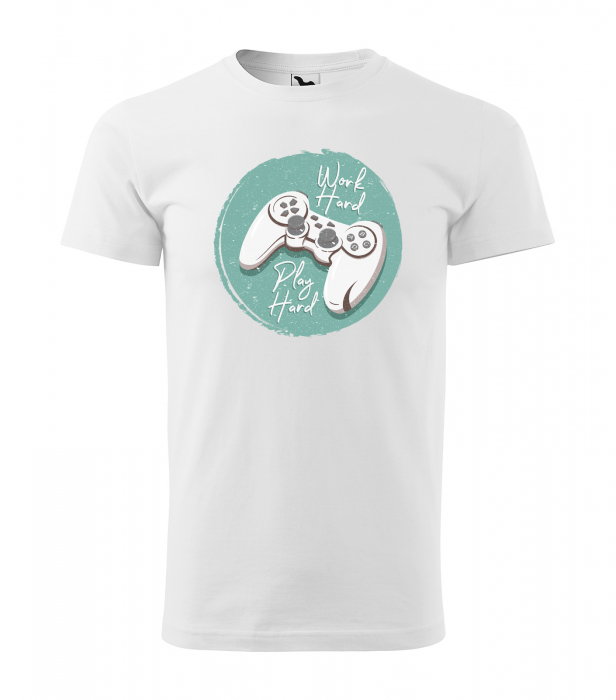 Tricou personalizat pentru gameri, cadoul perfect, Work Hard - Play Hard [1]