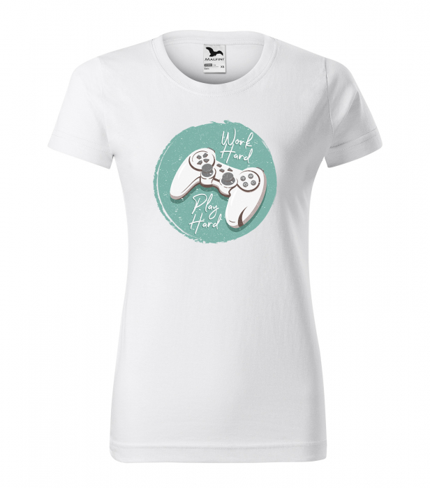 Tricou personalizat pentru gameri, cadoul perfect, Work Hard - Play Hard [1]