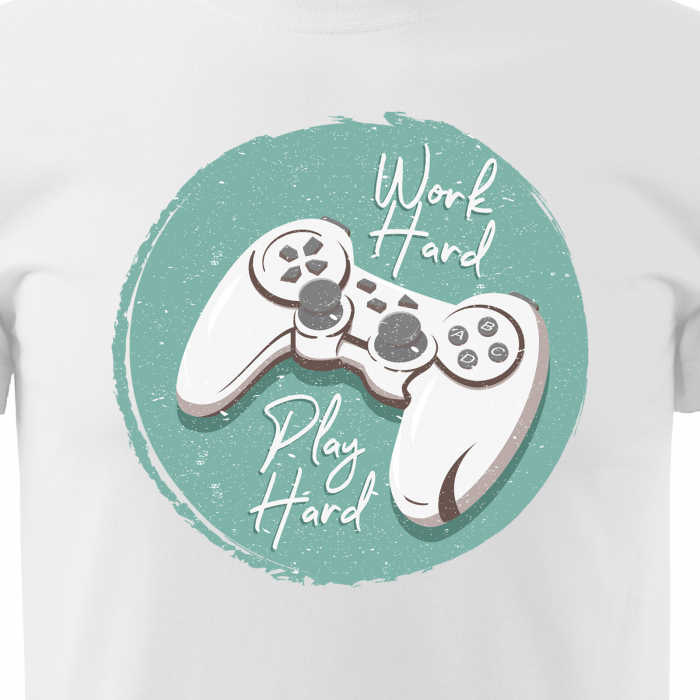 Tricou personalizat pentru gameri, cadoul perfect, Work Hard - Play Hard [2]