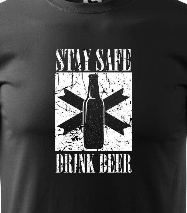 Tricou personalizat pentru petrecareti, cadoul perfect, Stay Safe, Drink Beer [2]