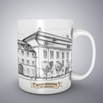 Cani ceramice - Cana ceramica alba pentru cafea/ceai, Muzeul Brukenthal Sibiu
