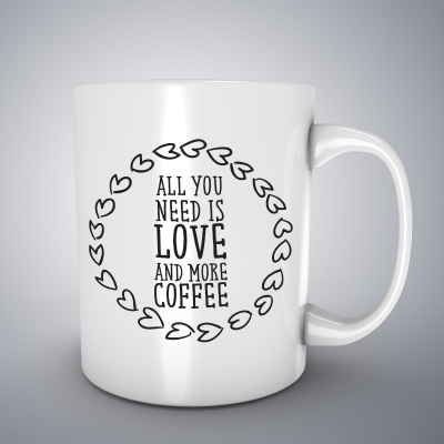 Cani cafea - Cana ceramica alba pentru cafea/ceai, Coffee is all i need