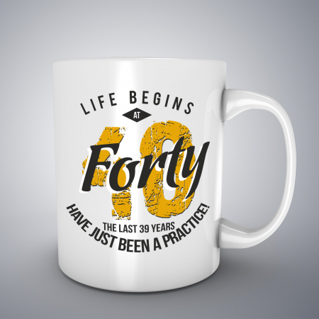 Cani ceramice - Cana cu mesaj aniversar, Life Begins At