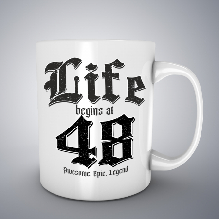 Cani aniversare - Cana cu mesaj aniversar, Life Begins At