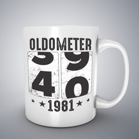 Cani aniversare - Cana cu mesaj aniversar, Oldometer