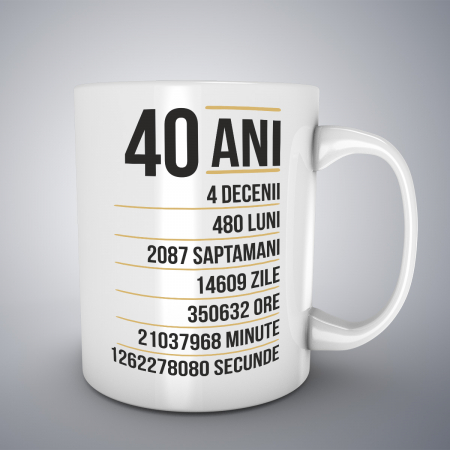 Cani ceramice - Cana cu mesaj aniversar, Varsta in ore, minute, secunde