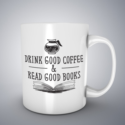 Cani motivationale - Cana ceramica alba pentru cafea/ceai, Coffee and books