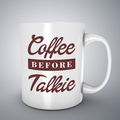 Cani cafea - Cana ceramica alba pentru cafea/ceai, Coffee before Talkie