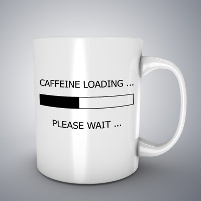 Cani ceramice - Cana ceramica alba pentru cafea/ceai, Caffeine Loading