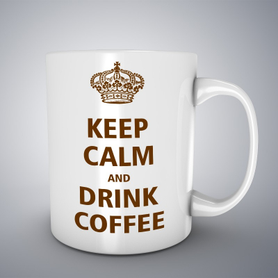 Cani cafea - Cana ceramica alba pentru cafea/ceai, Keep calm and drink coffee