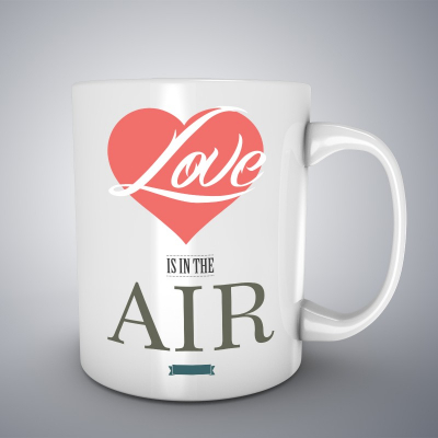 Cani motivationale - Cana ceramica alba pentru cafea/ceai, Love is in the Air