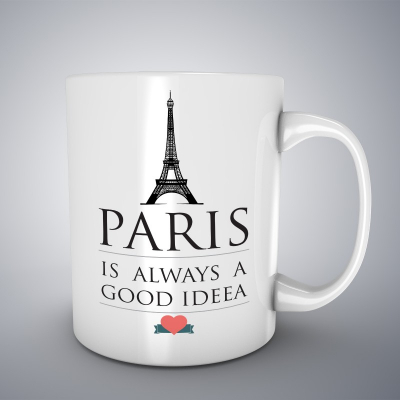 Cani orase - Cana ceramica alba pentru cafea/ceai, Paris is always a good ideea