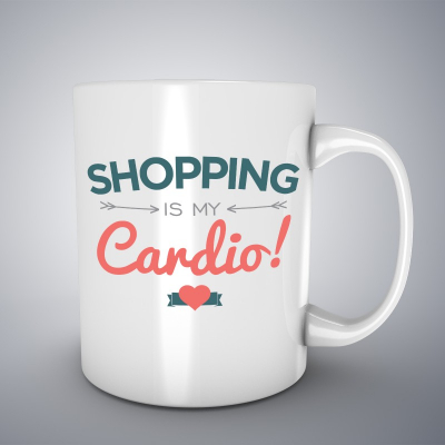 Cani ceramice - Cana ceramica alba pentru cafea/ceai, Shopping is my cardio