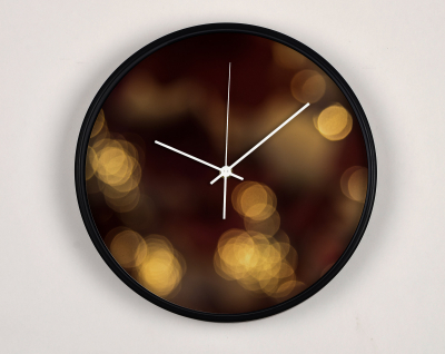 Ceasuri de perete - Ceas de perete, pentru living, birou sau showroom, Lumini la rasarit, efect bokeh