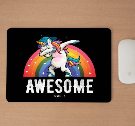 Mousepad cu mesaj aniversar, Unicorn Awesome Since [1]