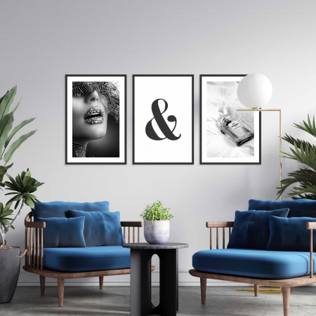 Seturi de 3 tablouri - Set 3 tablouri cu ramă, "Be glamorous"