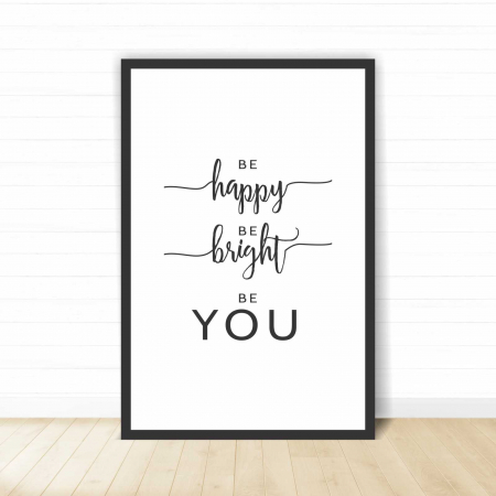Set 3 tablouri cu ramă, "Be happy, be bright" [2]