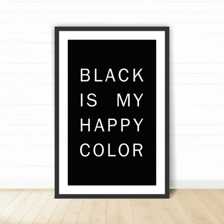Set 3 tablouri cu ramă, "Black is my happy colour" [1]