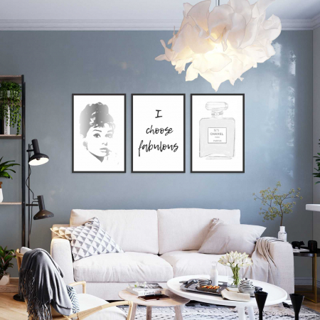 Seturi de 3 tablouri - Set 3 tablouri cu ramă, "Choose fabulous"
