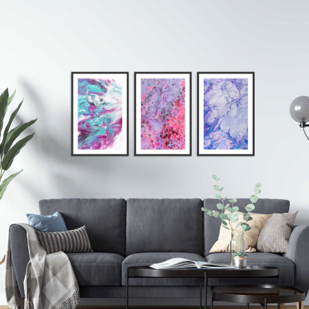Seturi de 3 tablouri - Set 3 tablouri cu ramă, "Colour explosion"