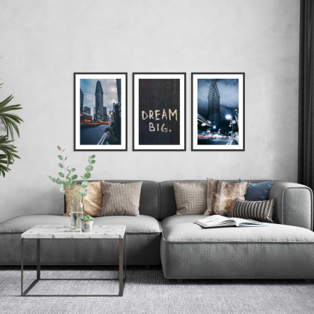 Tablouri cu rama - Set 3 tablouri cu ramă, "Dream BIG"
