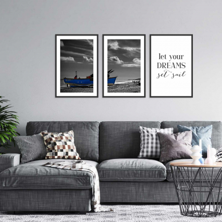 Tablouri cu rama - Set 3 tablouri cu ramă, "Let your dream set sail"