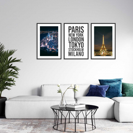 Seturi de 3 tablouri - Set 3 tablouri cu ramă, "Travel around the world"