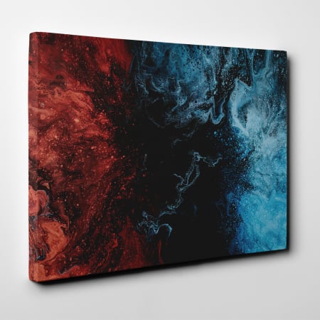 Tablou canvas abstract, Explozie de culori: rosu & albastru [1]