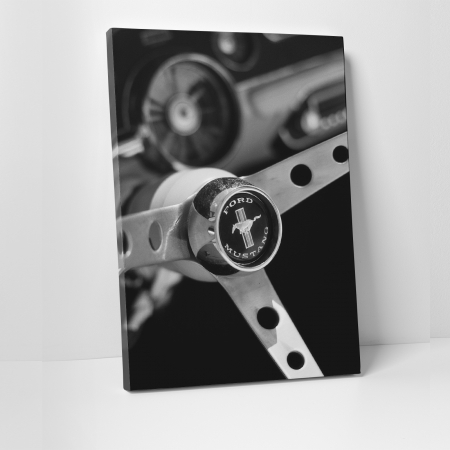 Tablouri canvas Auto-Moto - Tablou canvas auto-moto, Logo Ford Mustang pe volan