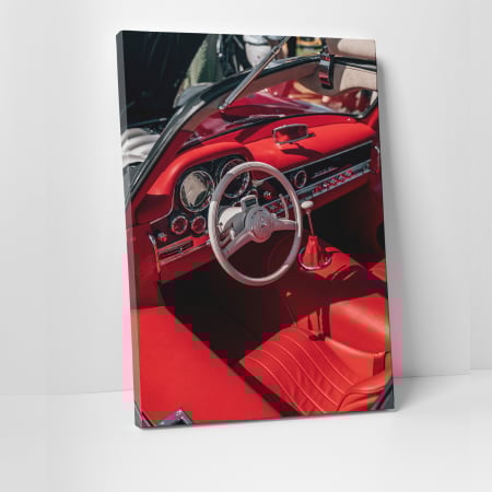 Tablouri canvas Auto-Moto - Tablou canvas auto-moto, Mercedes 300SL interior rosu